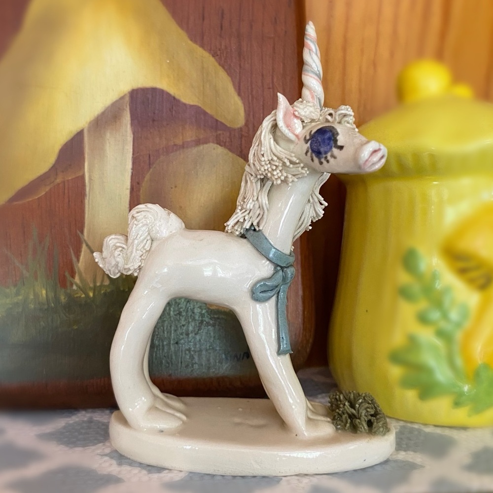 Vintage S Meindl Unicorn Pottery Figurine Canada Susan Sculpture Clay Ceramic